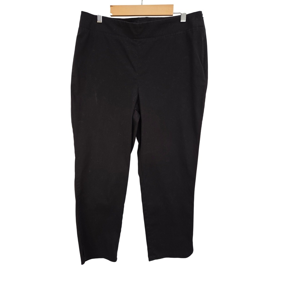 Talbots Womens Black Cotton Crop Pants 10 Heritage Side Zip Ankle Stretch